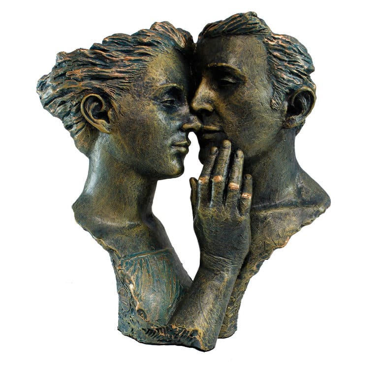 Wunderbare Skulpturen zum Thema Liebe, Verbundenheit und Freundschaft Kunstwerke kunst kaufen Skulptur Hingebung von Angeles Anglada, Kunstguss in Steinoptik