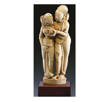 Erotische Skulptur "Mithuna-Liebespaar" aus frühhinduistischer Zeit, Museums-Replikat als Kunstguss