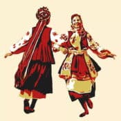 Folk Art Acrylgemälde "Folk dance_5” (2022) von Kosta Morr