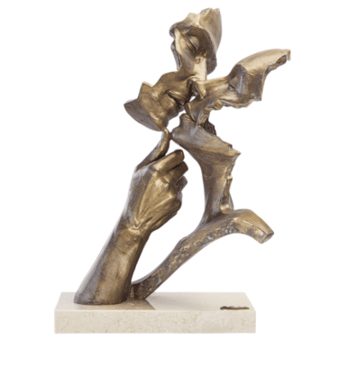 Liebes-Skulptur "Vereint" von Angeles Anglada, Kunstguss in Steinoptik