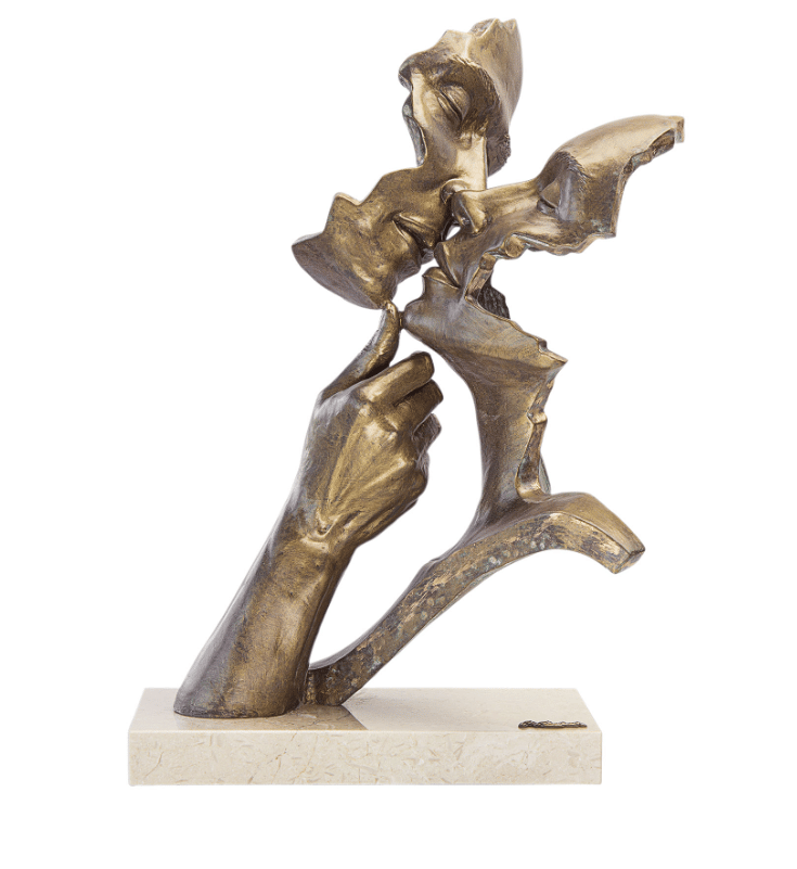 Liebes-Skulptur Vereint von Angeles Anglada, Kunstguss in Steinoptik