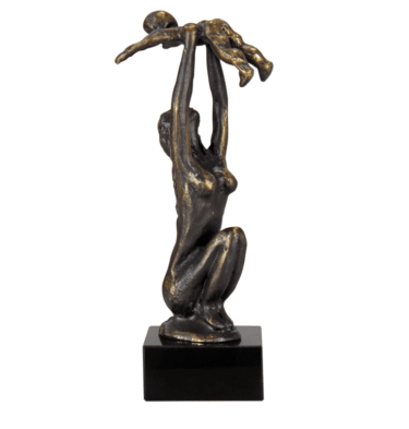 Skulptur "Mutterliebe" von Gerard, Metallguss auf Marmorsockel