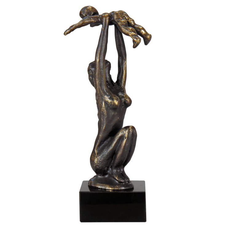 Skulptur Mutterliebe von Gerard, Metallguss auf Marmorsockel