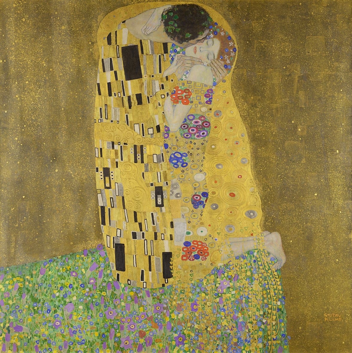 Top 100 Ölgemälde - Der Kuss von Gustav Klimt - Reproduktion in Museumsqualität