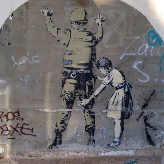 Street Art Graffiti von Banksy, Manger Str. 42, Bethlehem, Westjordanland, Palästina