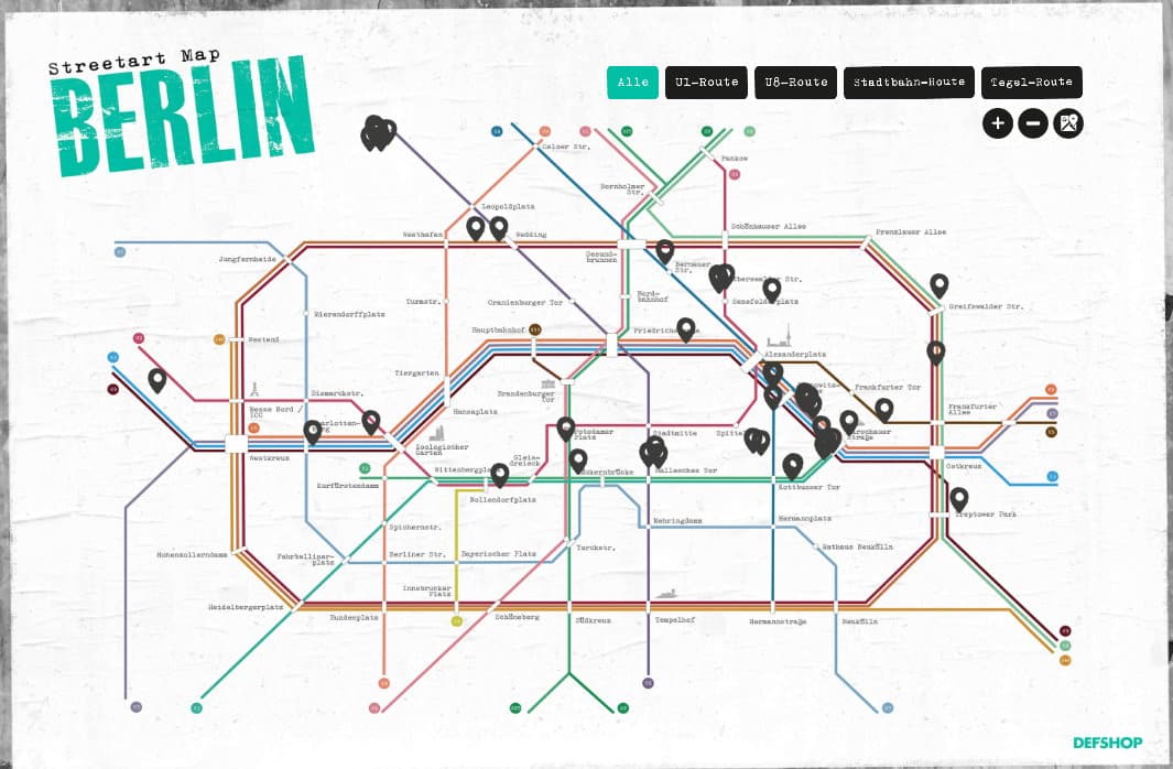 Street Art Map Berlin von Defshop - Urban Art in der Hauptstadt kostenlos erleben