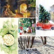 Cuadros pintados a mano por artistas contemporáneos sobre el tema de la Navidad