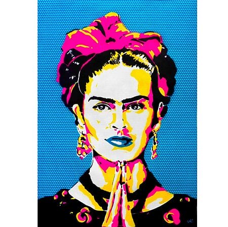 Pop Art Spray Art "Frida Kahlo Azul" von Valérian Lenud (Mexiko)