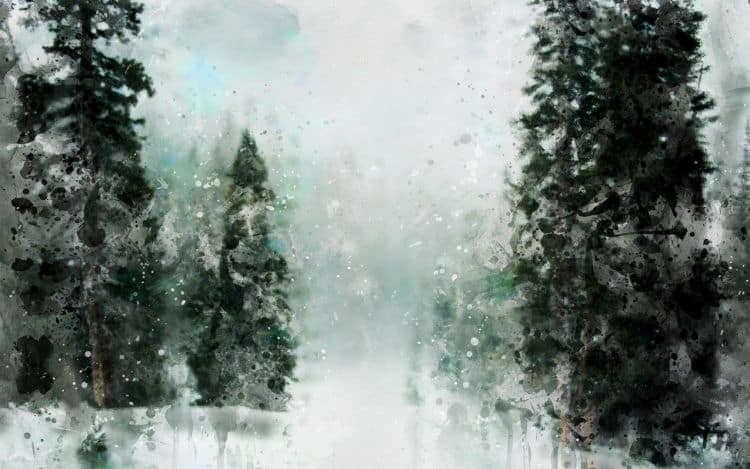 Snowy Forest (Natural Stillness Digital Painting Series) - thedotRod Wall Art Digital Painting Limited Edition Metallkunst HD Metal Print