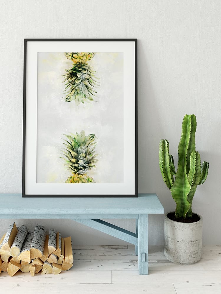 Pineapple in a Mirror (Minnie Malisti Digital Painting Series) - thedotRod Wall Art Digital Painting Limited Edition Metallkunst HD Metal Print