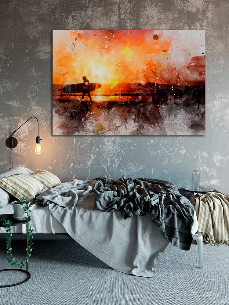 Sunset Surfer - thedotRod Wall Art Digital Painting Limited Edition Metallkunst HD Metal Print