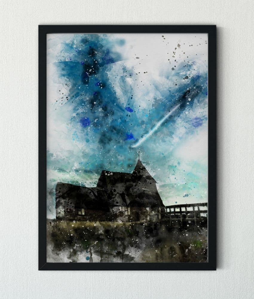 Falling Star Mansion (Natural Stillness Digital Painting Series) - thedotRod Wall Art Digital Painting Limited Edition Metallkunst HD Metal Print