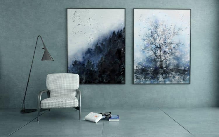 Misty Woods & Solitary Tree (Natural Stillness Digital Painting Series) - thedotRod Wall Art Digital Painting Limited Edition Metallkunst HD Metal Print