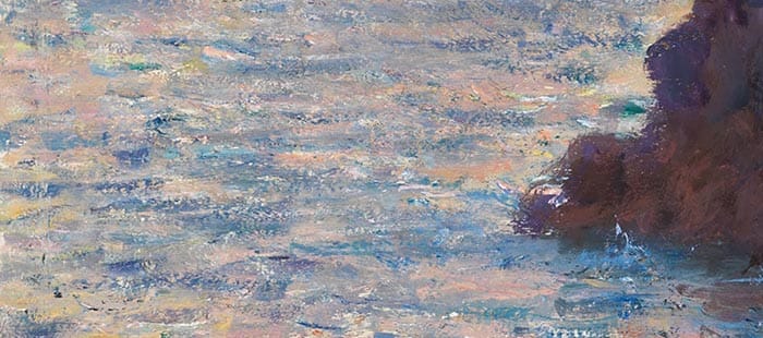 Anwendung von gebrochenen Farben durch Claude Monet in seinem Gemälde "Rocks at Belle-Ile, Port-Domois"