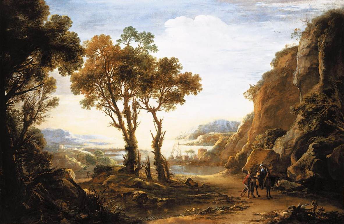 Abendlandschaft von Salvator Rosa (1640-1643)