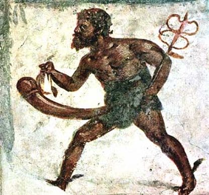 Anonymes Fresko in Pompeji zeigt den Phallus-Kult, zwischen 89 v. Chr. und 79 n. Chr.