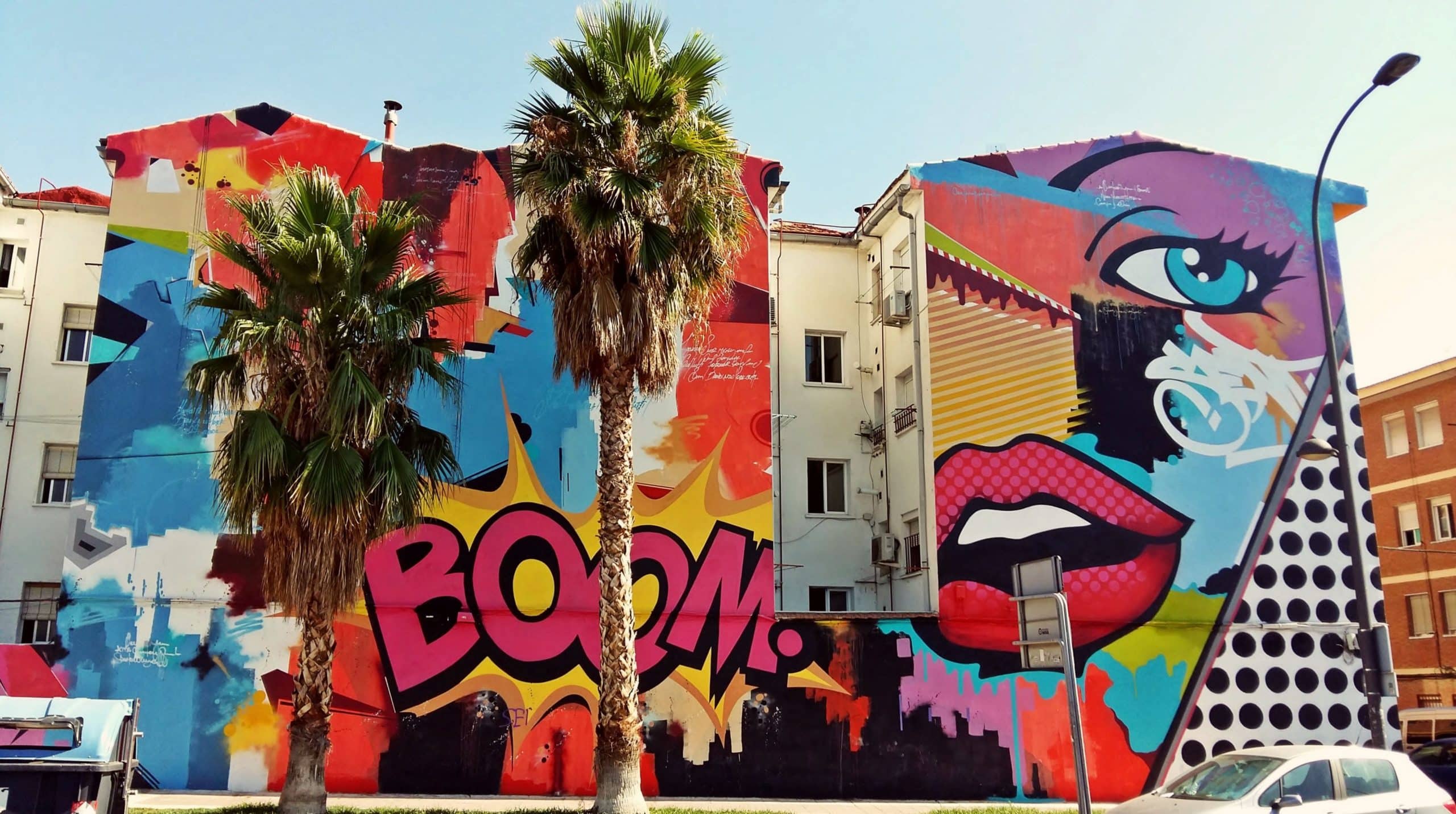 Dieses Pop Art Mural des Streetart Künstlers SEN2 in Getafe (Spanien) zeigt eine gelungene Symbiose aus Pop Art und Urban Art