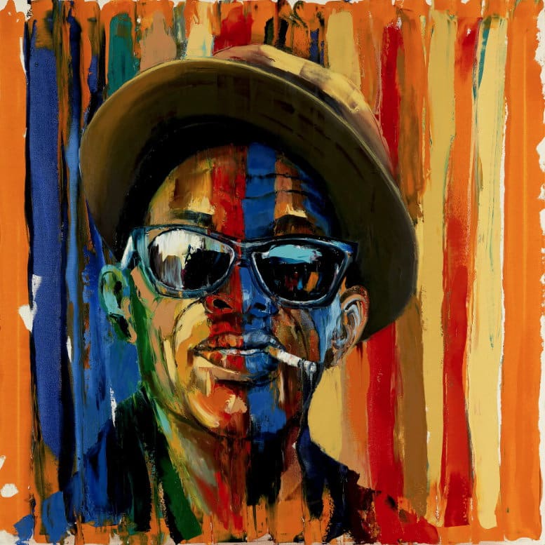 Lightning Hopkins von Jürgen Born, limitierte Reproduktion auf Alu-Dibond hinter Acrylglas