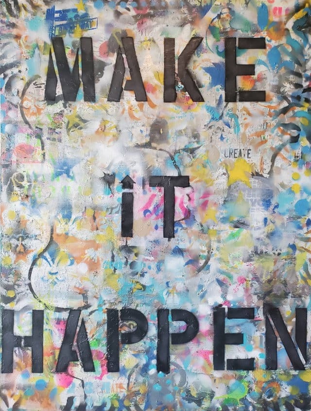 Make It Happen, Spray Paint Gemälde von Sona Mirzaei, USA