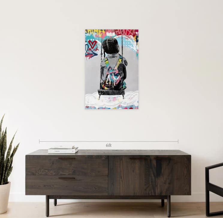 Graffiti Wall und Street-Art Wandkunst für Zuhause Inneneinrichtung graffiti art Just Vibe With Me von bollee patino, Acryl auf Leinwand