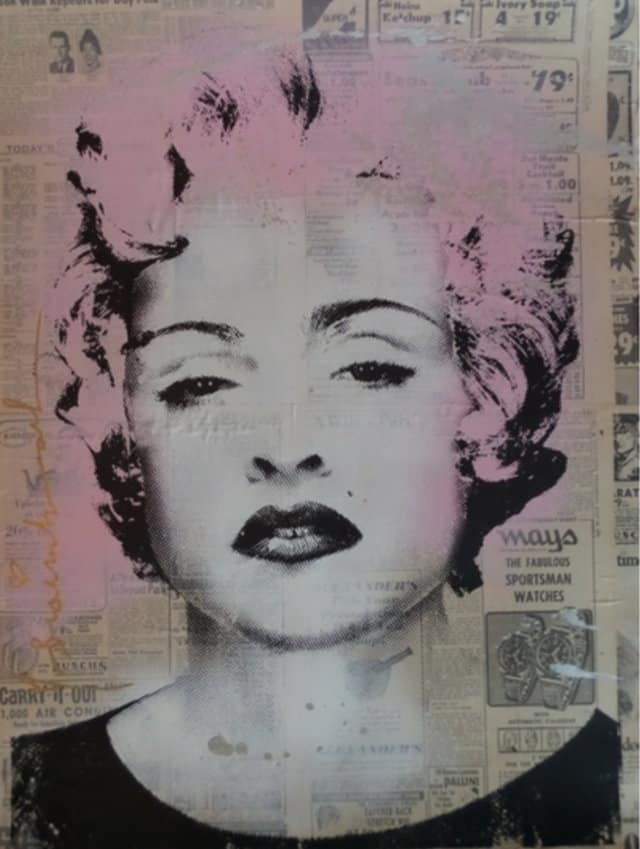 Graffiti Wall und Street-Art Wandkunst für Zuhause Inneneinrichtung graffiti art „Madonna Brainwashed”“ von Mr. Brainwash, verkauft in Catawikis Internationaler Street & Urban Art Auktion für 3.100 Euro im Jahr 2017