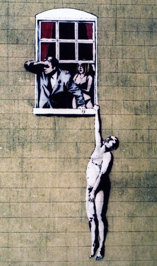Banksy-Graffiti am Ende der Park Street in Bristol