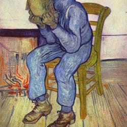 El Viejo de luto ("A las puertas de la eternidad") fue pintado durante la estancia de Vincent van Gogh en el manicomio de Saint-Rémy, en mayo de 1890