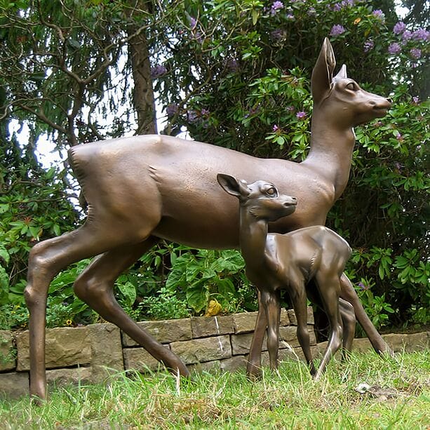 Bronze Tierfiguren Reh und Kitz - Künstleredition - Ricke und Kitz