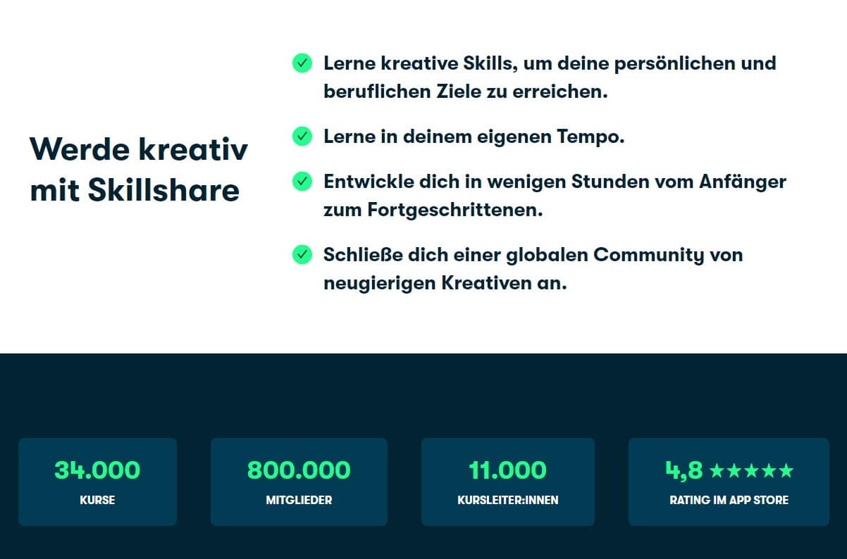 Skillshare - Vorteile und Zahlen zur Online-Learning Plattform