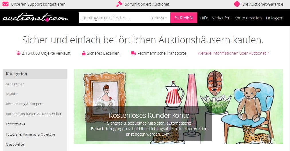 Auctionet bietet europaweit den sicheren und bequemen Einkauf bei örtlichen Auktionshäusern