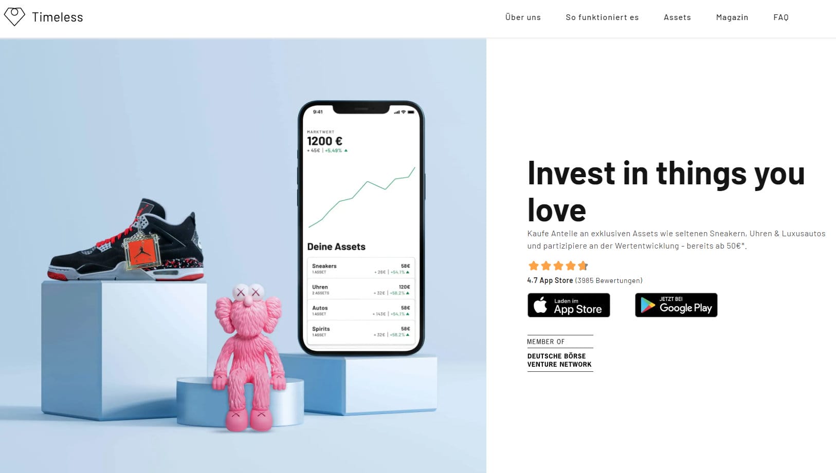 Timeless - Anteile an exklusiven Assets wie seltenen Sneakern, Uhren & Luxusautos kaufen und an der Wertentwicklung partizipieren