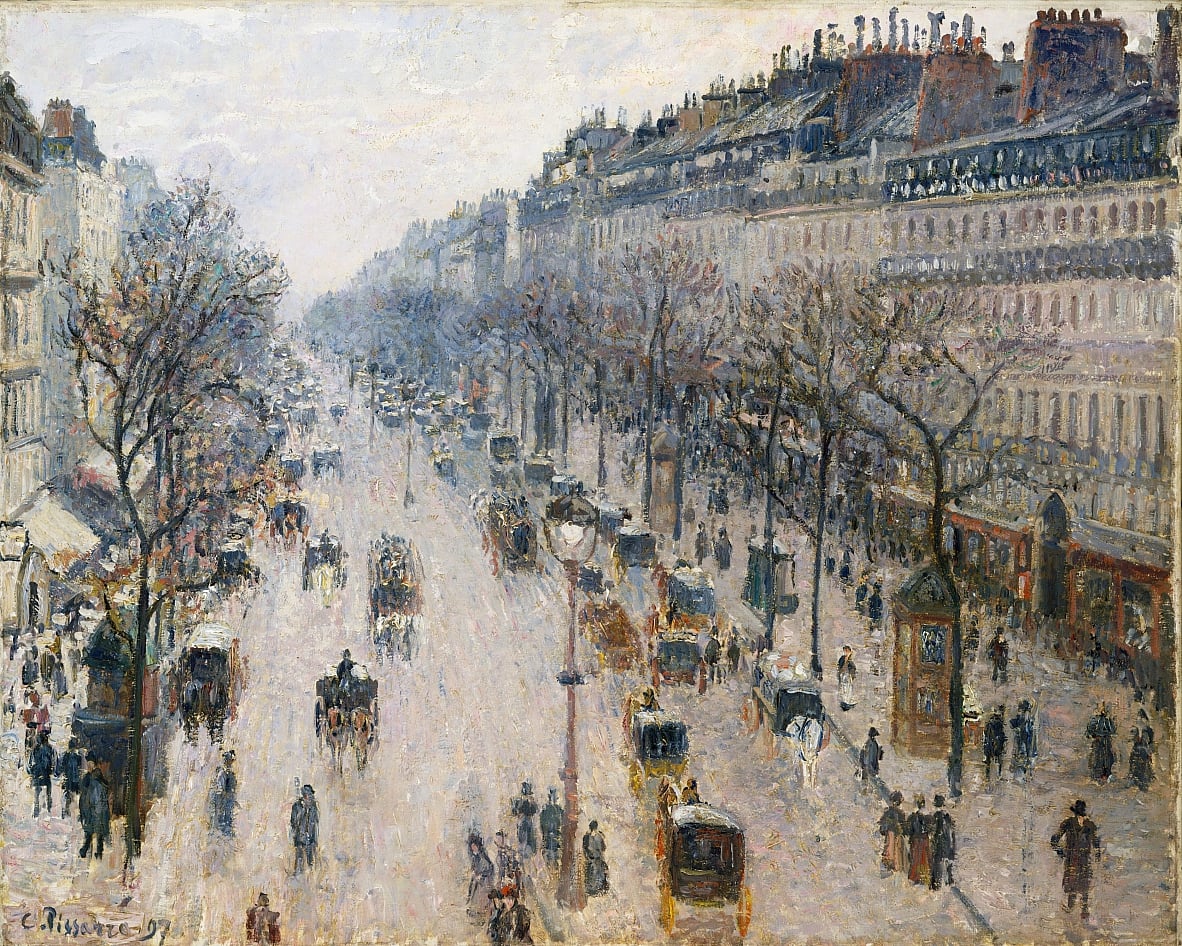Der Boulevard Montmartre an einem Wintermorgen von Camille Jacob Pissarro