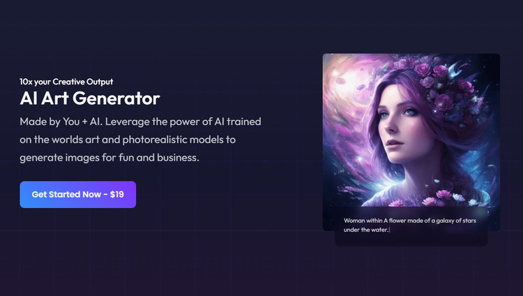 Mit dem Generative AI Art Generator von SMART ART AI erstellen Sie kreative Kunstwerke mit einer Textaufforderung.