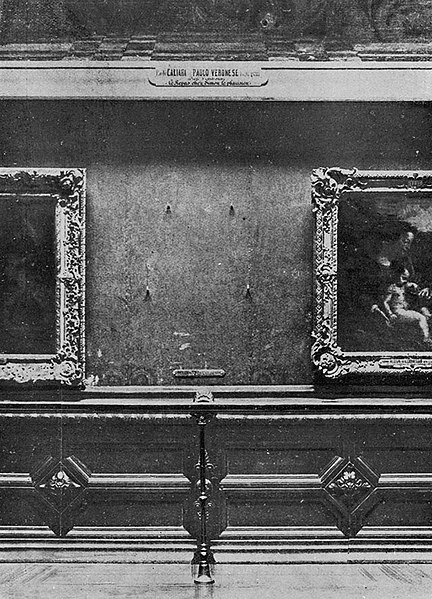 Louvre-Museum, leere Stelle aufgrund des Fehlens des Porträts der Monna Lisa von Giocondo nach dem Diebstahl von 1911. Von Vincenzo Perrugia. @Alfio