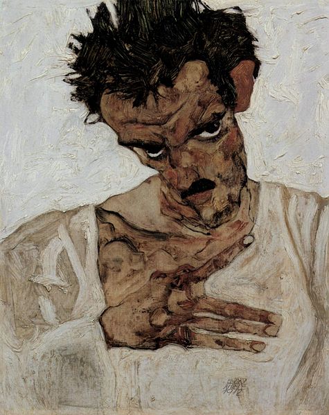 Selbstporträt mit gesenktem Kopf (1912)
