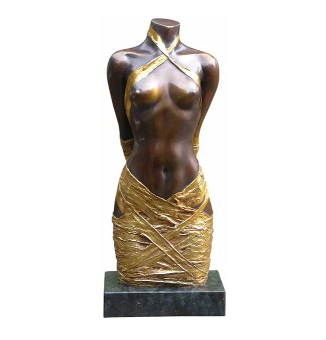 Bronzeskulptur "Draperie II" von Willi Kissmer, teilvergoldet