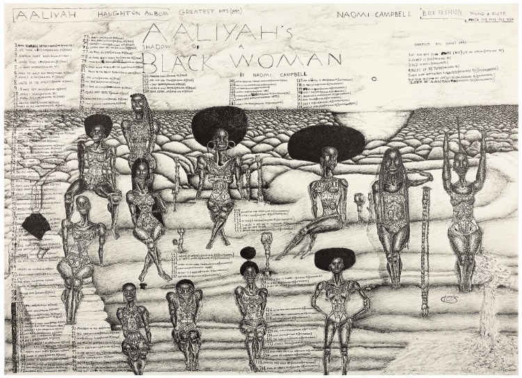 Black Queens of Negro Night (2022), fineliner on paper, 50 x 70 cm, © Augustinum Stiftung 2023
