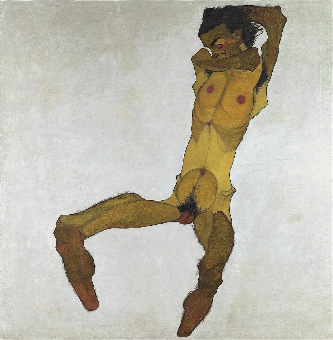 Sitzender Männlicher Akt (Selbstporträt) von Egon Schiele, 1910