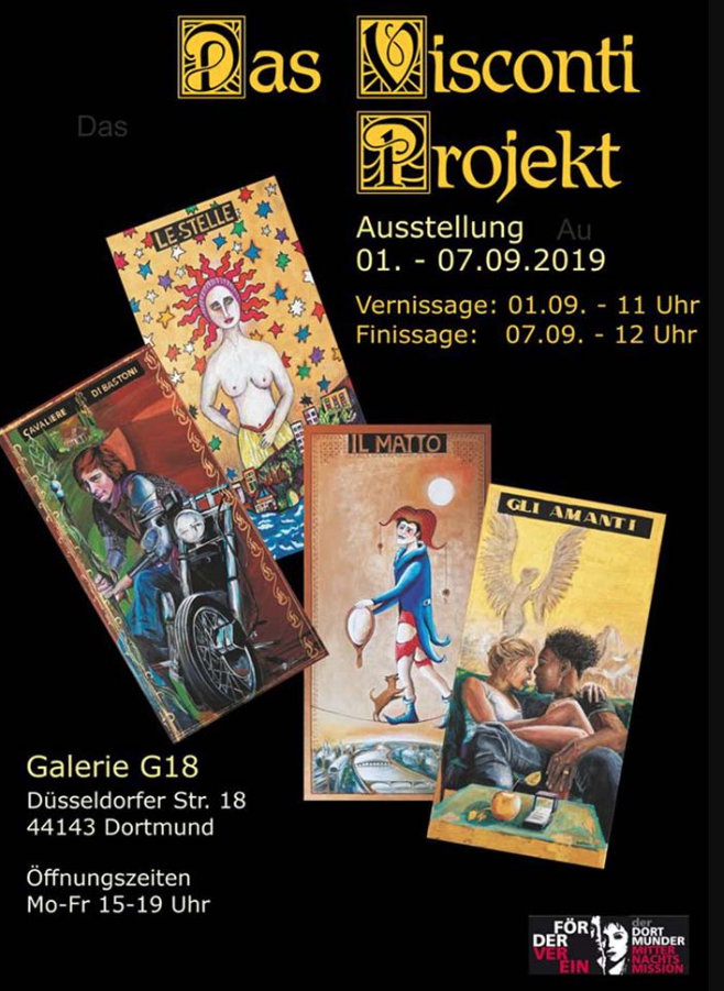 Offizielles Plakat zur Ausstellung Das Visconti-Projekt in der Galerie G18 in Dortmund im Jahre 2019