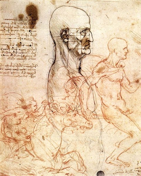 Profil eines Mannes und Studie zweier Reiter (ca. 1504)