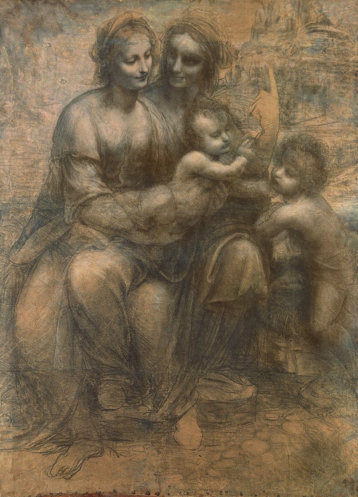 Die Jungfrau und das Kind mit der Heiligen Anna und das Kind des Heiligen Johannes des Täufers, um 1499-1500