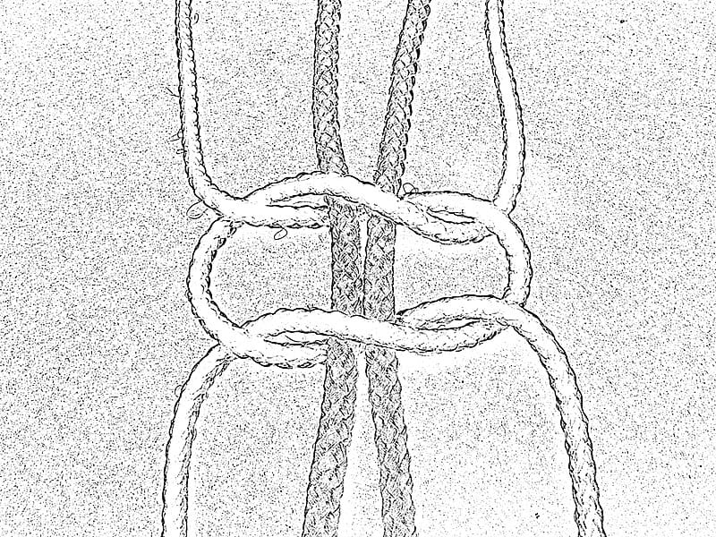 Makramee- Wellenknoten: rechtsdrehender Spiralknoten