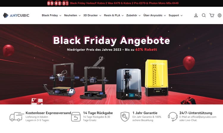 Black Friday Angebote von Anycubic - Modernste 3D-Drucker um bis zu 62% reduziert