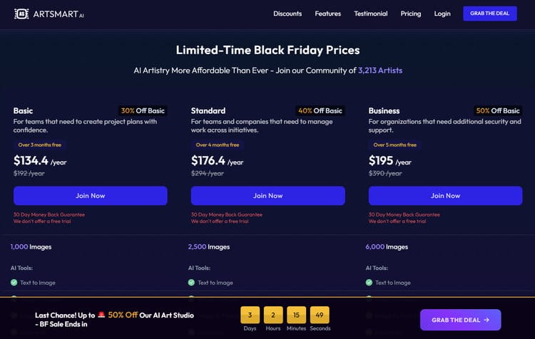 Limited-Time Black Friday Prices bei ArtSmart AI