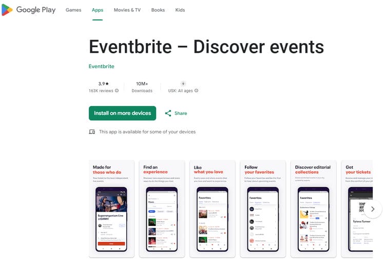 Eventbrite – Entdecken Sie Events per Handy-App