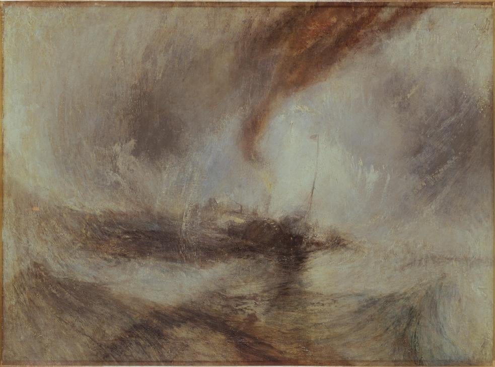 Schneesturm – Dampfschiff vor einer Hafenmündung (1841), von J.M. William Turner