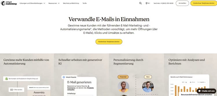 Gewinnen Sie neue Kunden mit der führenden E-Mail-Marketing- und -Automatisierungsmarke Mailchimp