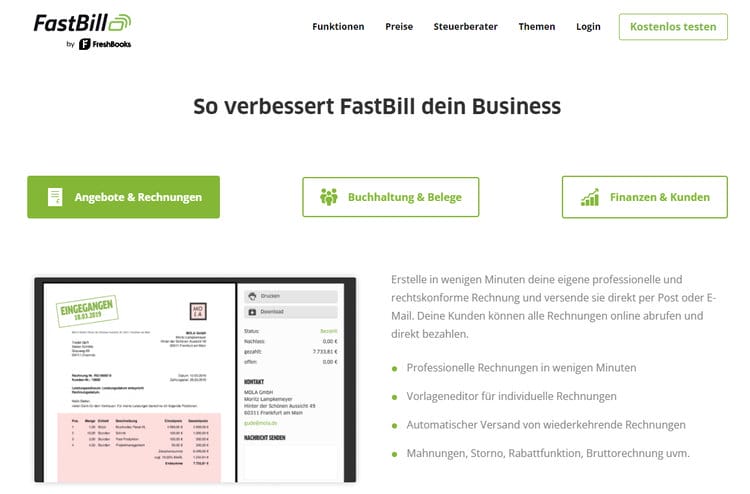 FastBill - Ihr gesamtes Finanzmanagement in einem Programm