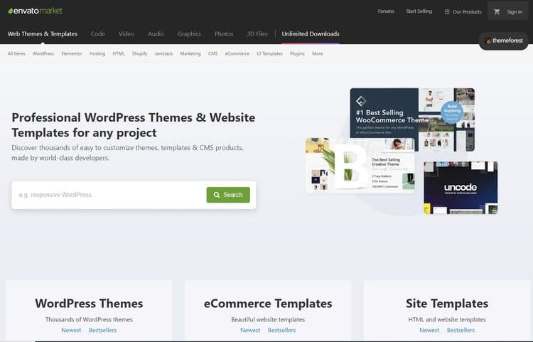 Der Envato Market ist weltweit der größte Marktplatz für Themes/Templates, Skripte, Plugins, Module, Audio, Video, Footage, 3D-Modelle & Stock-Fotos