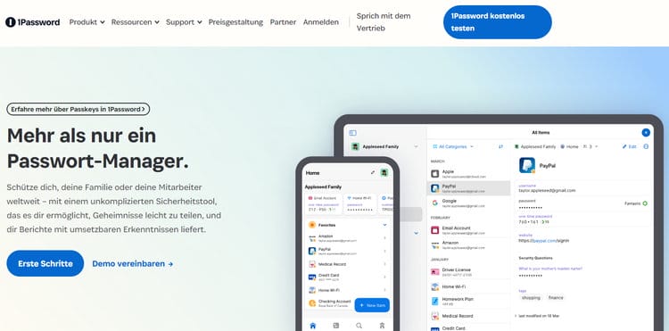 Wenn Sie nach einem benutzerfreundlichen und zuverlässigen Passwort-Manager suchen, ist 1Password eine großartige Option.
